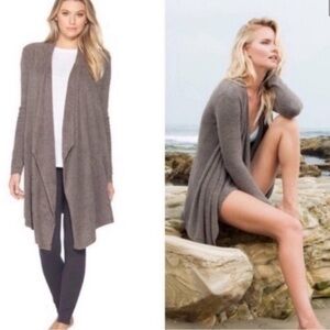 Barefoot Dreams Cardigan Small Cozy Chic Lite Duster Sweater Tan Brown Open